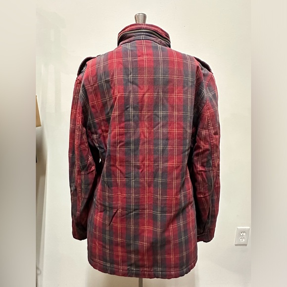 Men’s Subscript S, NY, NY (size L),  plaid, military-style coat/jacket - Picture 6 of 11